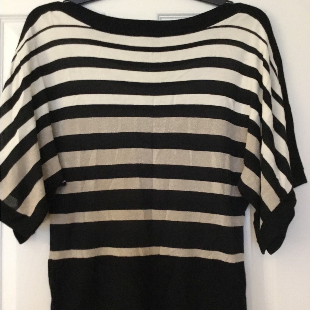White House Black Market Women’s Small Blouse - Black Taupe Gold -Shimmers